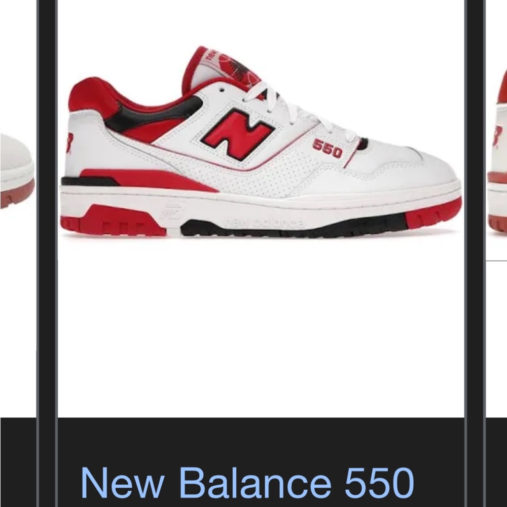 New Balance White and Red Sneakers Classic Style